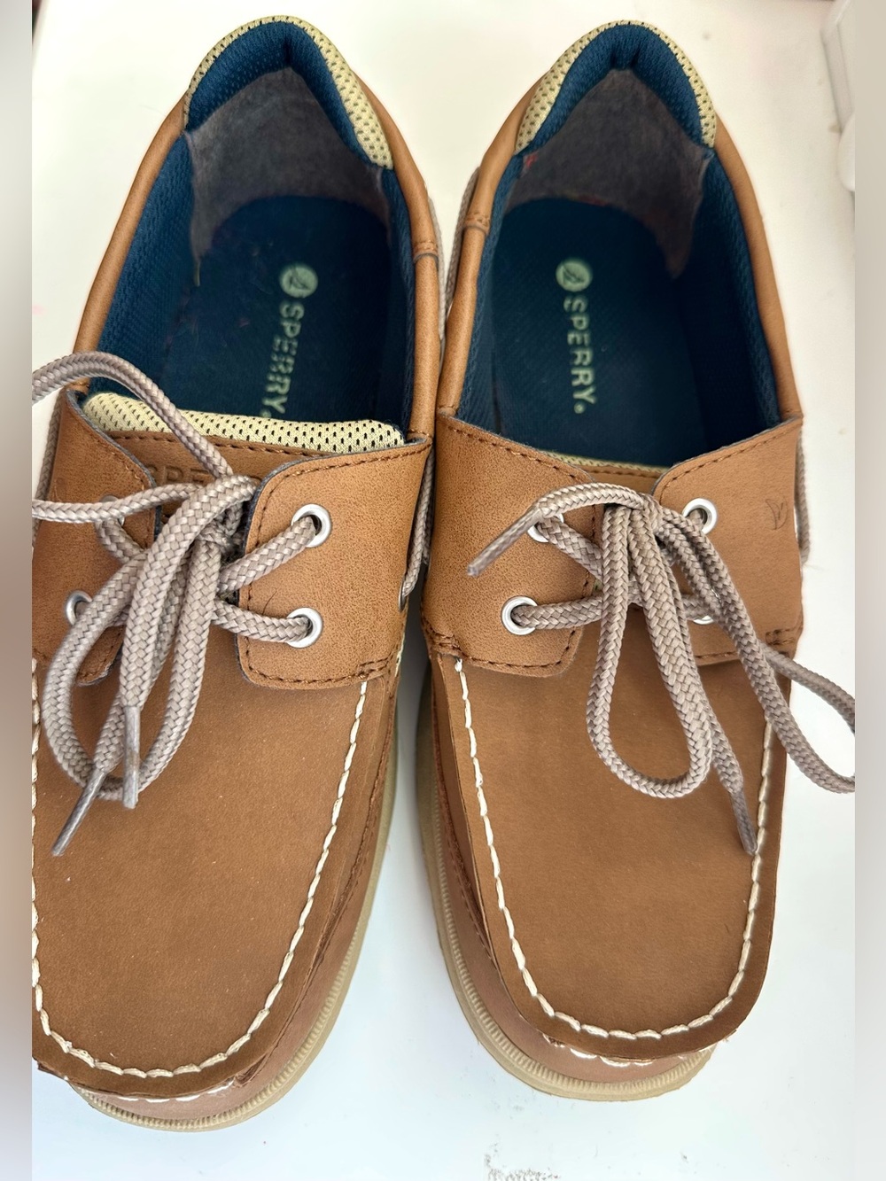Sperry Youth Kids Lanyard Boat Shoes Size 6M Tan Brown Leather Mesh 61394